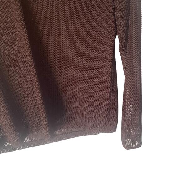 Creazioni Effeci Vintage Medium Y2k Mesh Net Open Knit Brown Long Sleeve Shirt - Picture 3 of 8